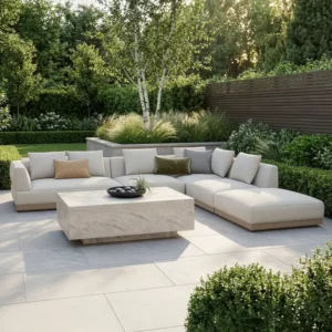 Oak Garden Land - Outdoor Fabric Lyon Large Corner Sofa Set - Pebble